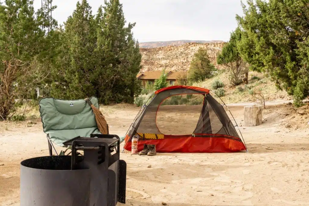 tent camping site in Escalante Utah